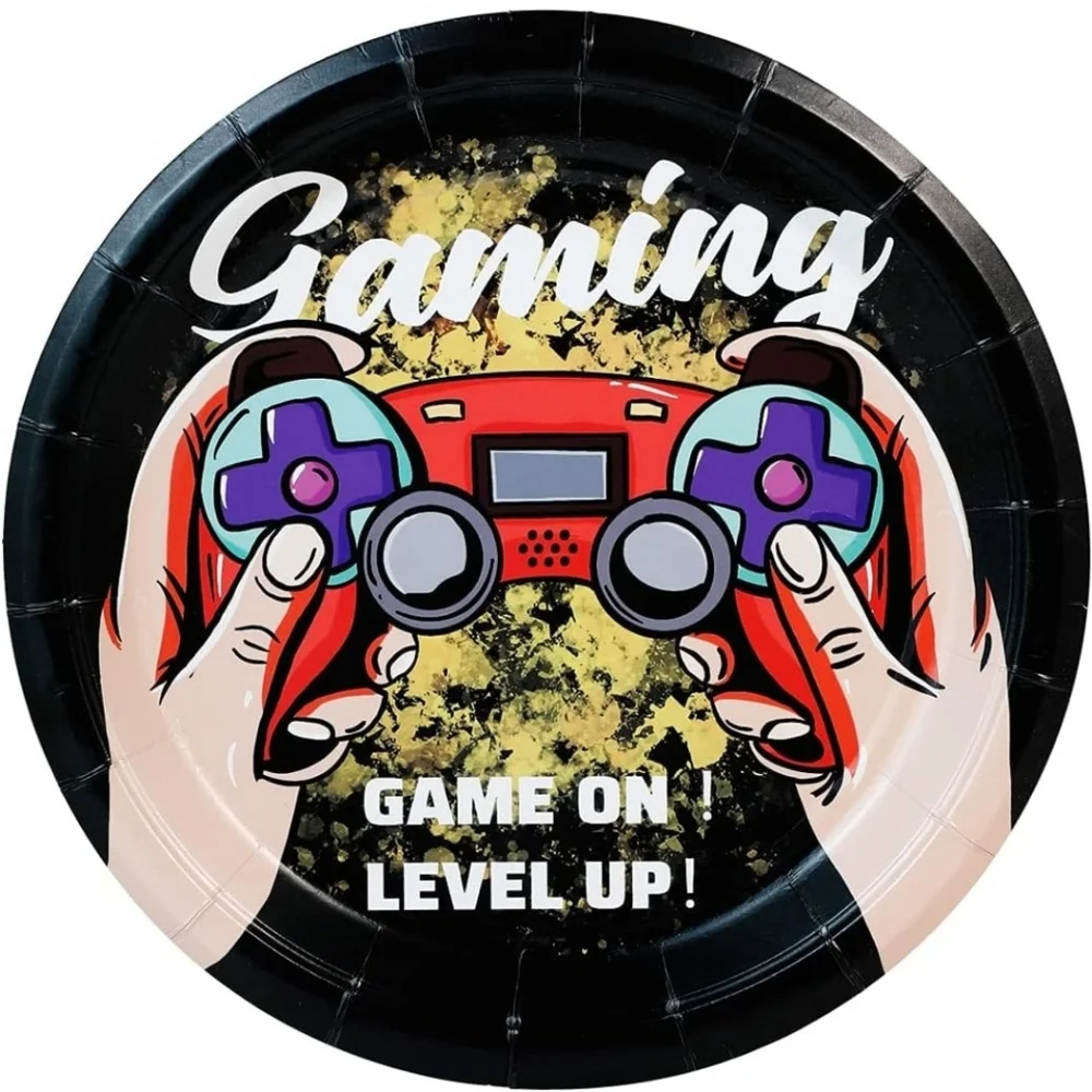 Video Game Party Supplies Set 68 PCS Paper Plates Cups Napkins NEW Disposable